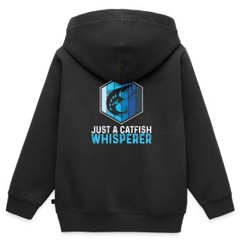 Catfish Whisperer Funny Fishing Humor For Bottom - Kids Premium Organic Zip-up Hoodie - black - Back - AI Model Kid Male (0cm)