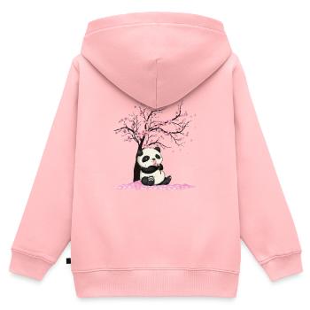 Fleur de cerisier japonais Panda Panda Ours Japon Fleur - Sweat Premium à capuche zippé enfant bio - rose - Dos - AI Model Kid Female (0cm)