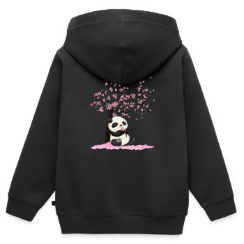 Japanische Kirschblüte Panda Pandabär Japan Blüte - Kinder Premium Organic Zip Hoodie - Schwarz - Hinten - AI Model Kid Male (0cm)