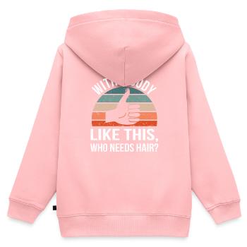 Lustige Sprüche Glatze Keine Haare Sarkasmus - Kinder Premium Organic Zip Hoodie - Rosa - Hinten - AI Model Kid Female (0cm)