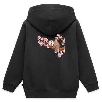 Faultier Kirschblüte Japan Liebhaber Kirschbaum - Kinder Premium Organic Zip Hoodie - Schwarz - Hinten - AI Model Kid Male (0cm)