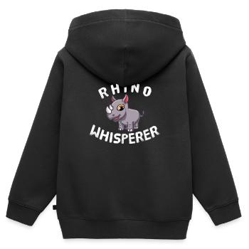 Rhino Whisperer Nashorn Dickhäuter Einhorn Rhino - Kinder Premium Organic Zip Hoodie - Schwarz - Hinten - AI Model Kid Male (0cm)
