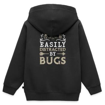 Easily Distracted By Bugs Funny Entomologist Bug - Kids Premium Organic Zip-up Hoodie - black - Back - AI Model Kid Male (0cm)