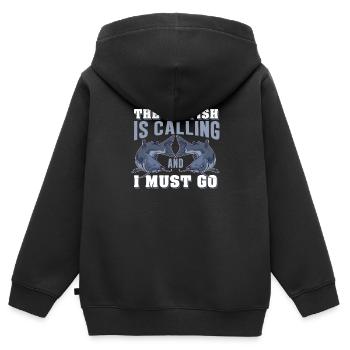 Funny Catfish Fishing Humor For Bottom Fish - Kids Premium Organic Zip-up Hoodie - black - Back - AI Model Kid Male (0cm)