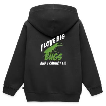 I Like Big Bugs Cannot Lie Entomologiste Funny - Sweat Premium à capuche zippé enfant bio - noir - Dos - AI Model Kid Male (0cm)