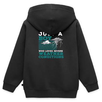 Juste un garçon qui aime la météorologie amusante - Sweat Premium à capuche zippé enfant bio - noir - Dos - AI Model Kid Male (0cm)