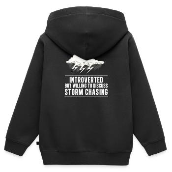 Introverti mais prêt à discuter de Funny Storm - Sweat Premium à capuche zippé enfant bio - noir - Dos - AI Model Kid Male (0cm)