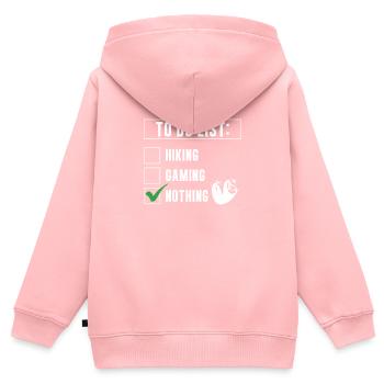 Liste de choses à faire : rien de drôle pour les - Sweat Premium à capuche zippé enfant bio - rose - Dos - AI Model Kid Female (0cm)