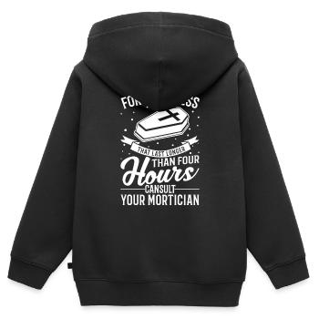 Lustige Sprüche Bestatter Totengräger Sarkasmus - Kinder Premium Organic Zip Hoodie - Schwarz - Hinten - AI Model Kid Male (0cm)