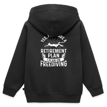 Ruhestandsplan I Plan On Freediving Funny Free - Kinder Premium Organic Zip Hoodie - Schwarz - Hinten - AI Model Kid Male (0cm)