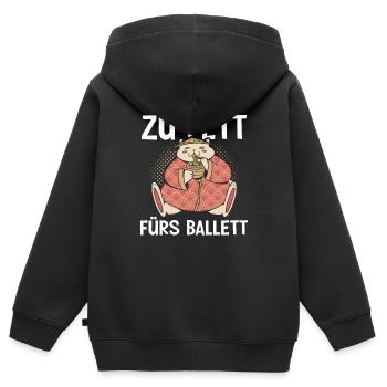 Zu Fett Fürs Ballett Katze Ballerina Abnehmen - Kinder Premium Organic Zip Hoodie - Schwarz - Hinten - AI Model Kid Male (0cm)