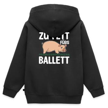 Zu Fett Fürs Ballett Schwein Ballerina Abnehmen - Kinder Premium Organic Zip Hoodie - Schwarz - Hinten - AI Model Kid Male (0cm)