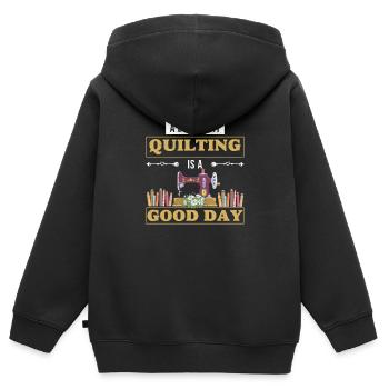 Funny Machine Quilting Quilt Humor For A Piece - Kids Premium Organic Zip-up Hoodie - black - Back - AI Model Kid Male (0cm)