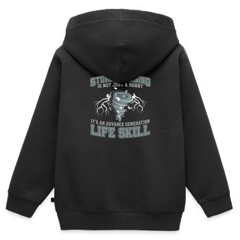Storm Chasing Météorologue drôle pour un amateur - Sweat Premium à capuche zippé enfant bio - noir - Dos - AI Model Kid Male (0cm)