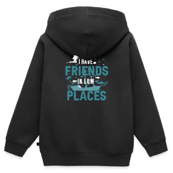 Ich habe Freunde in niedrigen Lagen Shark - Kinder Premium Organic Zip Hoodie - Schwarz - Hinten - AI Model Kid Male (0cm)