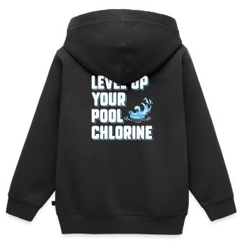 Level Up Your Pool Chlore - Sweat Premium à capuche zippé enfant bio - noir - Dos - AI Model Kid Male (0cm)