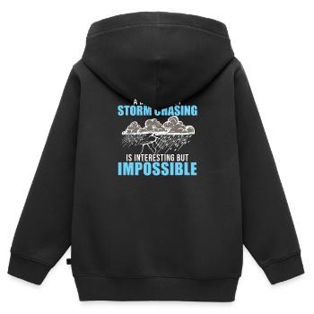A Day Without Funny Meteoroloy Hummor For A Storm - Sweat Premium à capuche zippé enfant bio - noir - Dos - AI Model Kid Male (0cm)