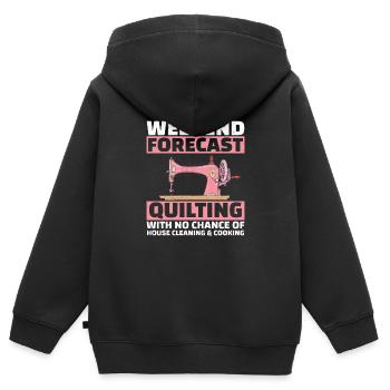 Weekend Forecast Funny Quilting Art For Quilt - Kids Premium Organic Zip-up Hoodie - black - Back - AI Model Kid Male (0cm)