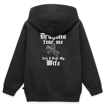 Drachen Fear Me Lustiges Ritterspiel Lance Buhurt - Kinder Premium Organic Zip Hoodie - Schwarz - Hinten - AI Model Kid Male (0cm)