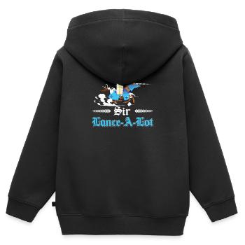 Sir Lance-A-Lot Lustiges Ritterspiel Lance Buhurt - Kinder Premium Organic Zip Hoodie - Schwarz - Hinten - AI Model Kid Male (0cm)