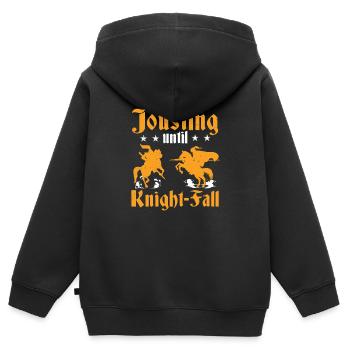 Ritterspiel bis zum Ritterfall Lustiges - Kinder Premium Organic Zip Hoodie - Schwarz - Hinten - AI Model Kid Male (0cm)