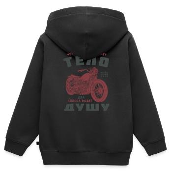 4 wheels for the body, 2 wheels for the soul - Kids Premium Organic Zip-up Hoodie - black - Back - AI Model Kid Male (0cm)