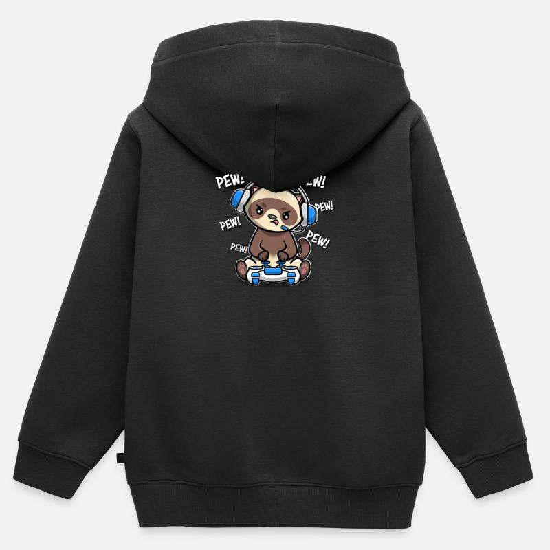 Furet - Sweat Premium à capuche zippé enfant bio - noir