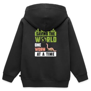 Saving The World Funny Vermiculture Humor For A - Kids Premium Organic Zip-up Hoodie - black - Back - AI Model Kid Male (0cm)