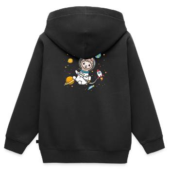 Lama - Kinder Premium Organic Zip Hoodie - Schwarz - Hinten - AI Model Kid Male (0cm)