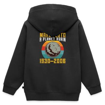 Machen Sie Pluto wieder zu einem Planeten Vintage - Kinder Premium Organic Zip Hoodie - Schwarz - Hinten - AI Model Kid Male (0cm)