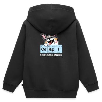 Merle Corgi bleu - Sweat Premium à capuche zippé enfant bio - noir - Dos - AI Model Kid Male (0cm)