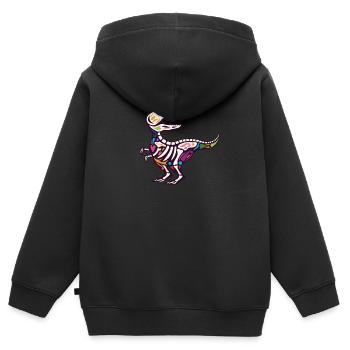 T Rex - Sweat Premium à capuche zippé enfant bio - noir - Dos - AI Model Kid Male (0cm)