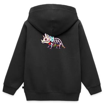 Triceratops - Kinder Premium Organic Zip Hoodie - Schwarz - Hinten - AI Model Kid Male (0cm)