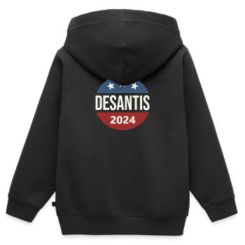 DeSantis 2024 - Kinder Premium Organic Zip Hoodie - Schwarz - Hinten - AI Model Kid Male (0cm)