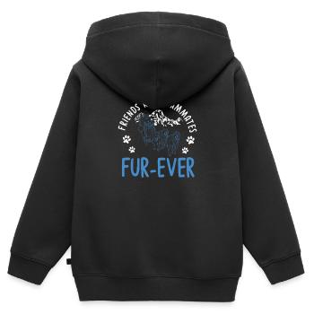 Friends And Teammates Funny Mushing Sled Dog - Kids Premium Organic Zip-up Hoodie - black - Back - AI Model Kid Male (0cm)