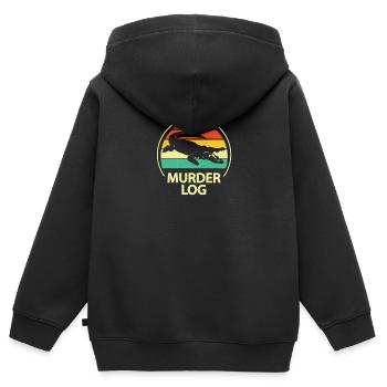 Journal des meurtres - Sweat Premium à capuche zippé enfant bio - noir - Dos - AI Model Kid Male (0cm)