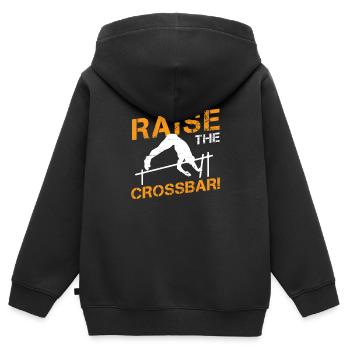 Heben Sie die Querstange! Lustiger Stock springend - Kinder Premium Organic Zip Hoodie - Schwarz - Hinten - AI Model Kid Male (0cm)