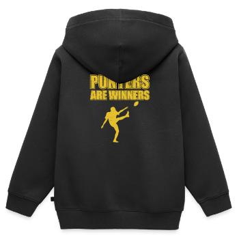 Ballon de football motivant gagnant un joueur de - Sweat Premium à capuche zippé enfant bio - noir - Dos - AI Model Kid Male (0cm)