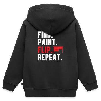 Find Paint Lustige Möbel Flipper umdrehen - Kinder Premium Organic Zip Hoodie - Schwarz - Hinten - AI Model Kid Male (0cm)
