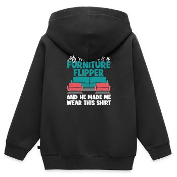 Superbe meuble à bascule pour un mari flipper - Sweat Premium à capuche zippé enfant bio - noir - Dos - AI Model Kid Male (0cm)