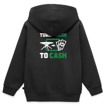 Trash To Cash Fantastischer Flipping-Humor für - Kinder Premium Organic Zip Hoodie - Schwarz - Hinten - AI Model Kid Male (0cm)