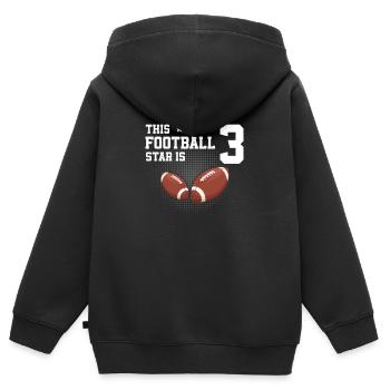 Football Star 3 American Football 3 Jahre alt 3. - Kinder Premium Organic Zip Hoodie - Schwarz - Hinten - AI Model Kid Male (0cm)