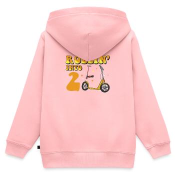 Rollin Into 2 Trottinette électrique 2 ans 2e - Sweat Premium à capuche zippé enfant bio - rose - Dos - AI Model Kid Female (0cm)