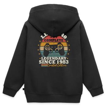 Level 40 freigeschaltet - Kinder Premium Organic Zip Hoodie - Schwarz - Hinten - AI Model Kid Male (0cm)
