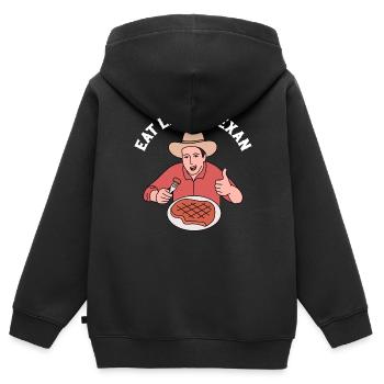 Essen in Texas Design für stolze Texaner - Kinder Premium Organic Zip Hoodie - Schwarz - Hinten - AI Model Kid Male (0cm)