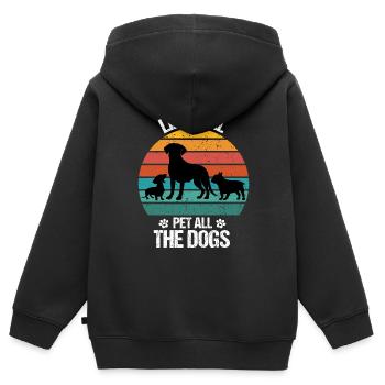 Chien Chien Chien Amoureux des chiens Propriétaire de chien Retro Wau - Sweat Premium à capuche zippé enfant bio - noir - Dos - AI Model Kid Male (0cm)