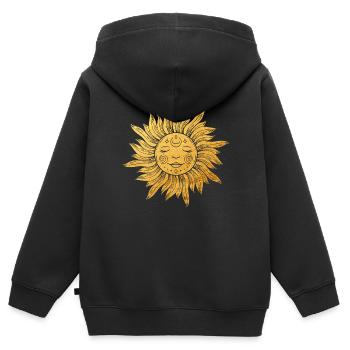 Sonnengesicht mit Strahlen, esoterisch, mystisch - Kinder Premium Organic Zip Hoodie - Schwarz - Hinten - AI Model Kid Male (0cm)