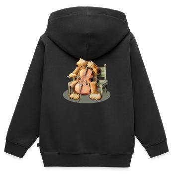 Cello Bear - Kids Premium Organic Zip-up Hoodie - black - Back - AI Model Kid Male (0cm)
