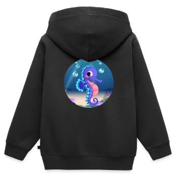 Sea horse - Kids Premium Organic Zip-up Hoodie - black - Back - AI Model Kid Male (0cm)