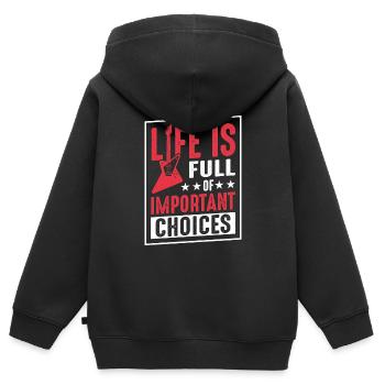 Das Leben ist voller wichtiger Entscheidungen - Kinder Premium Organic Zip Hoodie - Schwarz - Hinten - AI Model Kid Male (0cm)